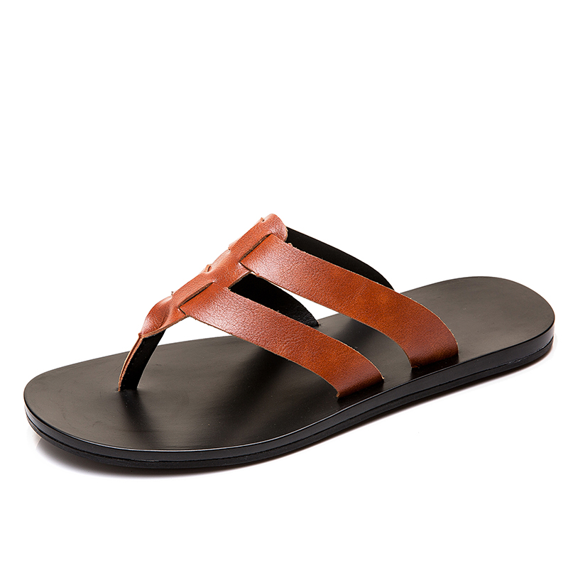 Flip Flop Leather Men - Мужские кожаные шлепанцы-вьетнамки для лета, повседневные,