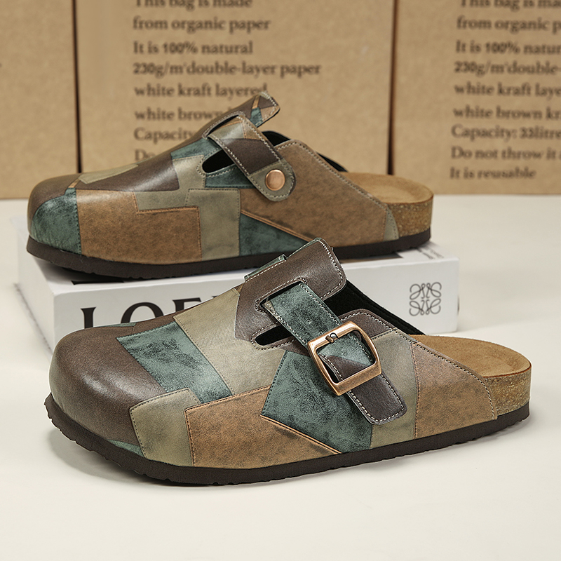 Flip Flop Leather Men - Унисекс, пробковые тапочки с закрытым носком,