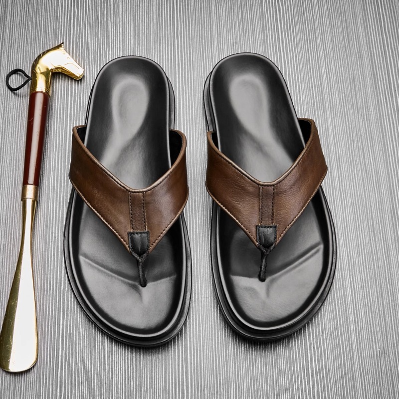 Flip Flop Leather Men - Новые мужские шлепанцы из натуральной кожи