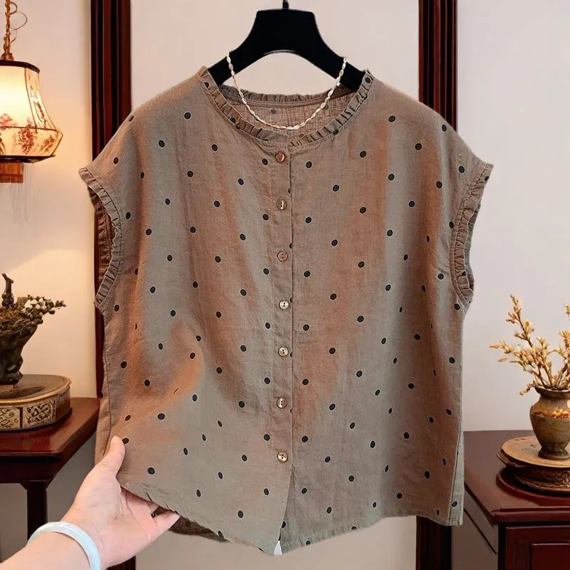 Женская ретро-блузка из льна и – обзор и цена Shirt Camp Collar